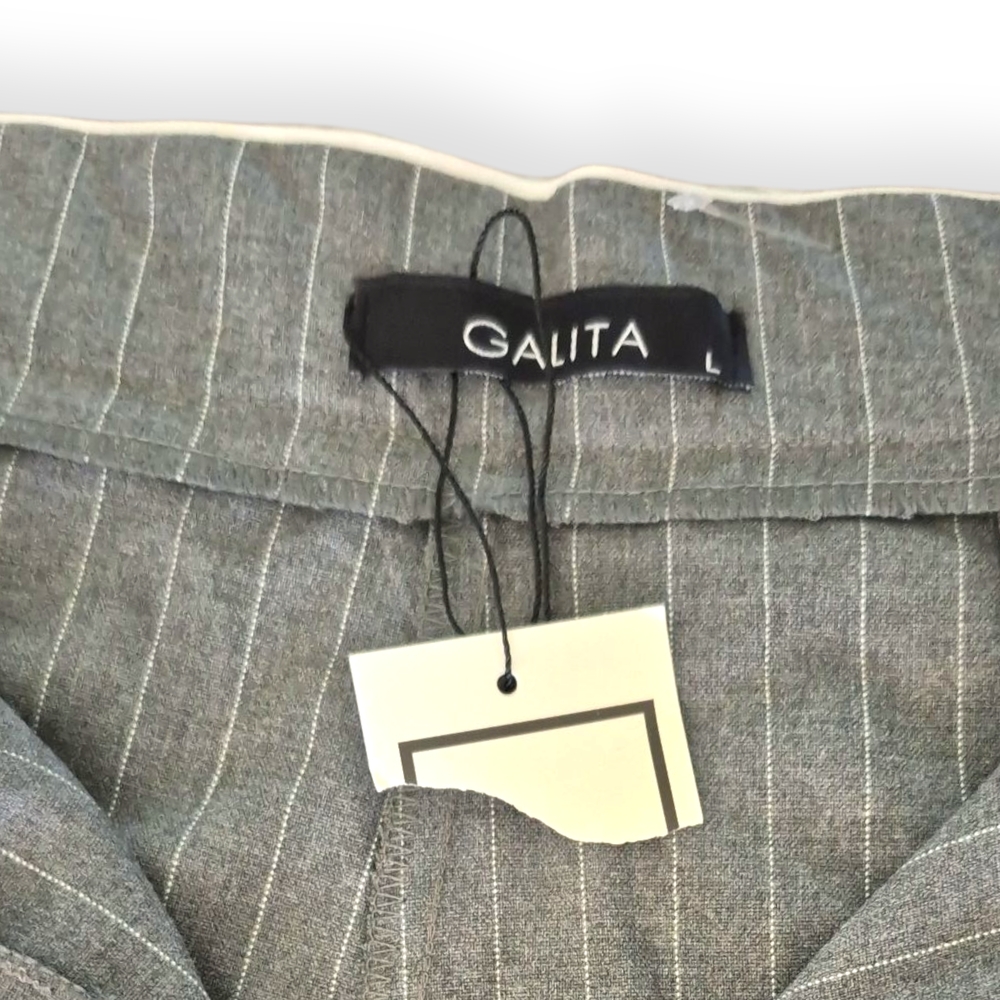 Galita Chic Gray Pinstripe Trouser With Velcro Closure Sz L - Picture 6 of 6
